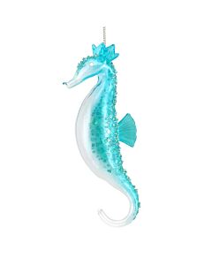 Gisela Graham Clear/Blue Glass Seahorse Decoration